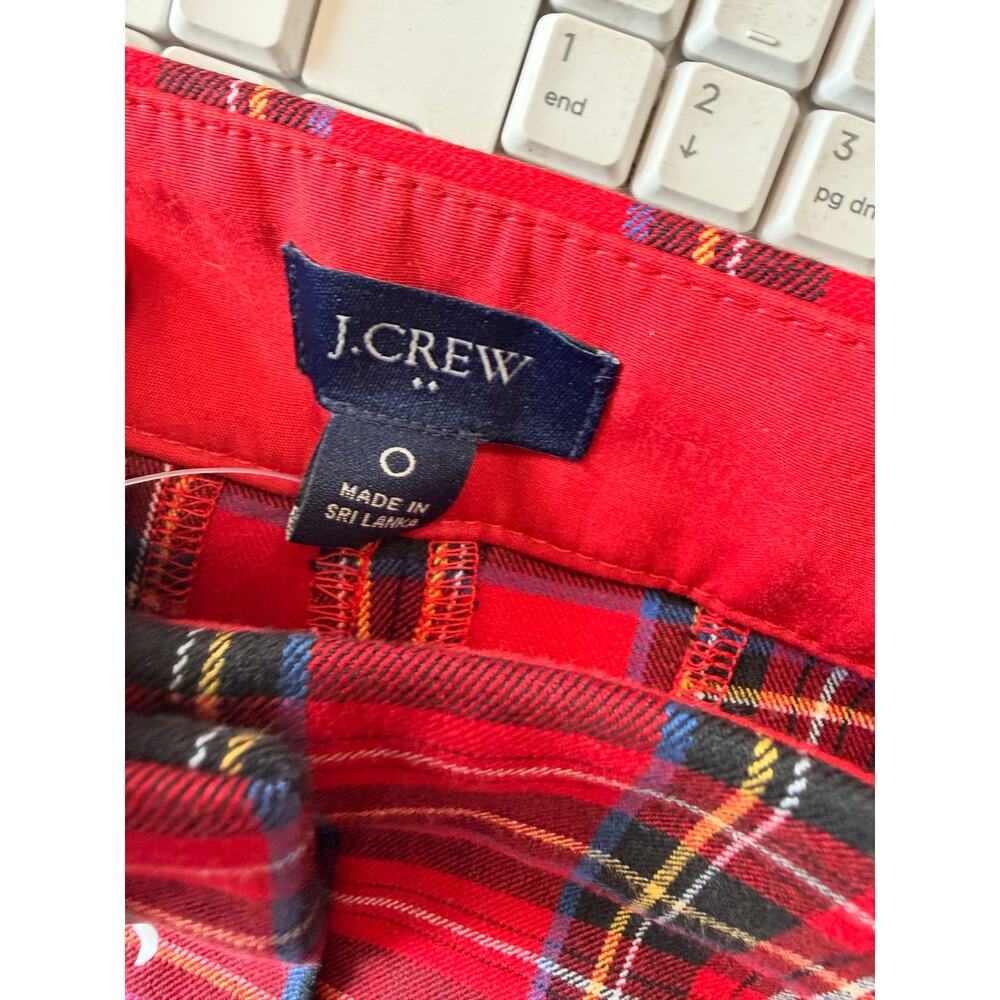 J. Crew Factory women's red plaid Cropped straight-leg pant size 0 NWT - Picture 5 of 7